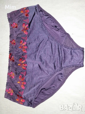 2XL Еластична бикина в лилаво с червени бродирани цветя , снимка 4 - Бельо - 51112463