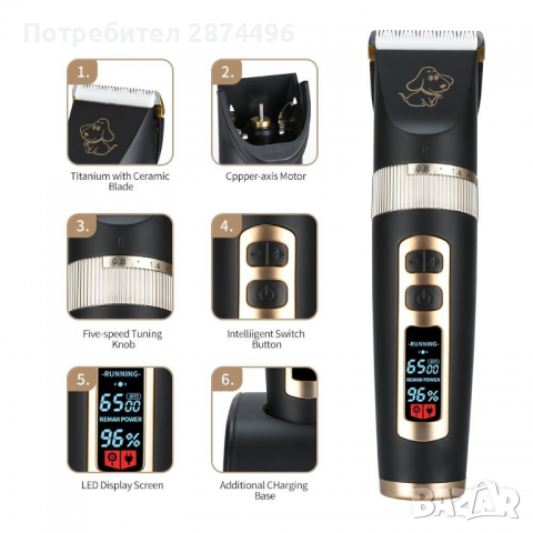 P9 Безшумна машинка за подстригване на домашни любимци, снимка 7 - Други стоки за животни - 36398622