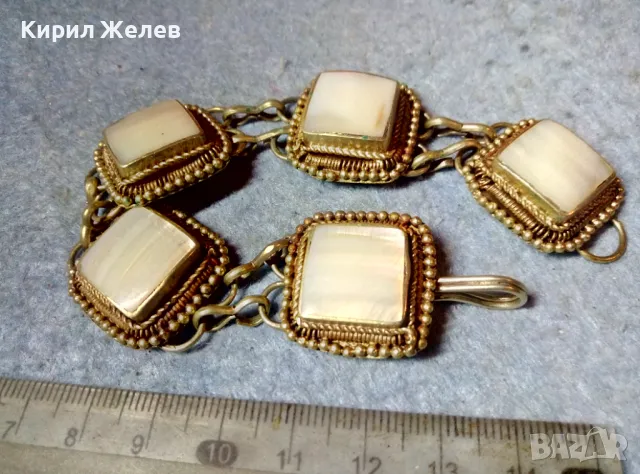 Стара СЕДЕФЕНА ОРИЕНТАЛСКИ ЕТНО СТИЛ ГРИВНА от ТИБЕТСКО СРЕБРО / САЧАН / БРОНЗ Ръчна РАБОТА 48779, снимка 6 - Антикварни и старинни предмети - 48148987