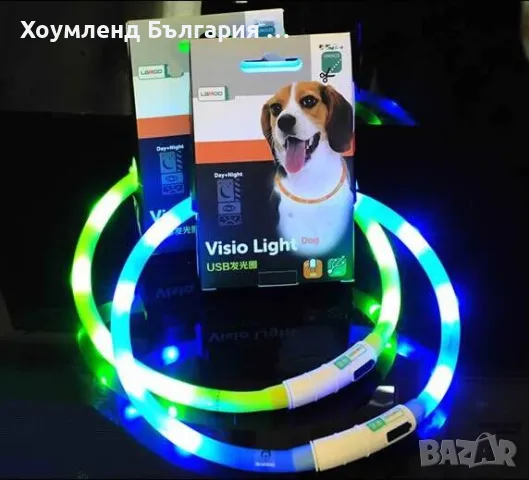 Светеща LED каишка за куче - Водоустойчива с USB презареждаща се батерия