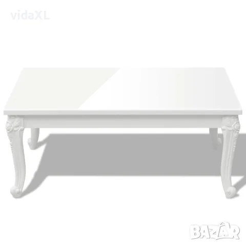 vidaXL Маса за кафе, 100x60x42 cм, силен гланц, бяла, снимка 3 - Маси - 56146390