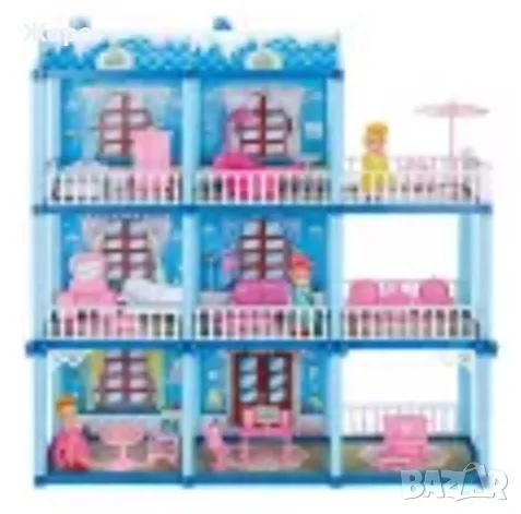 ДЕТСКА КЪЩА/ВИЛА ЗА КУКЛИ ТРИ ЕТАЖА С МЕБЕЛИ 140396, снимка 5 - Кукли - 47685251
