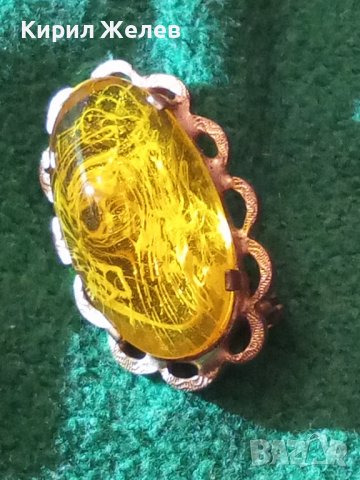 СТАРА ПОЗЛАТЕНА РЕТРО БРОШКА ТОПЕН КЕХЛИБАР / КАТАЛИН ЕСТЕСТВЕНА СМОЛА МАЙСТОРСКО ВИНТИДЖ БИЖУ 71381, снимка 17 - Антикварни и старинни предмети - 37395577