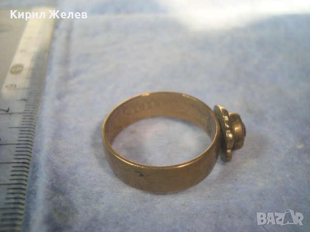 СТАРИНЕН ПОЗЛАТЕН БРОНЗОВ ПРЪСТЕН от ДИНАР КРАЛСТВО ЮГОСЛАВИЯ с ФАСЕТИРАН ЕСТЕСТВЕН ГРАНАТ 32351, снимка 8 - Антикварни и старинни предмети - 38360245
