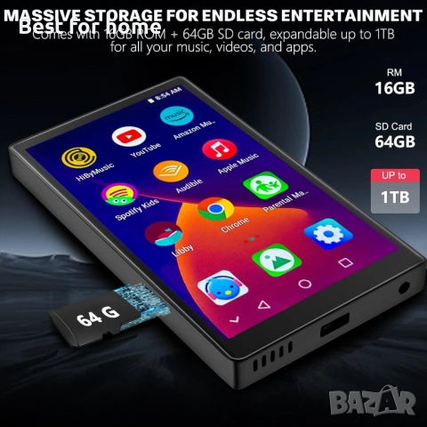 80GB MP3 плейър с Bluetooth и WiFi, снимка 3 - MP3 и MP4 плеъри - 54301344