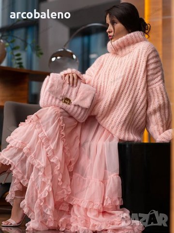 Нов дамски пухкав пуловер с дълъг ръкав, 4цвята , снимка 5 - Блузи с дълъг ръкав и пуловери - 42843370