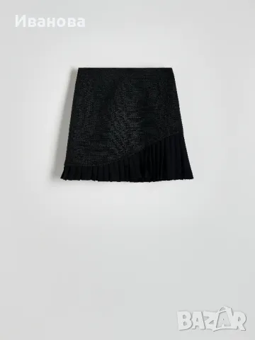 REZERVED Черна пола с плисирани краища, снимка 4 - Поли - 49607445
