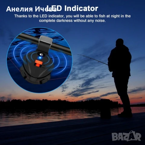 Електронен Led звънец за въдица с регулируем звук за дневен и нощен риболов , снимка 2 - Такъми - 50898513