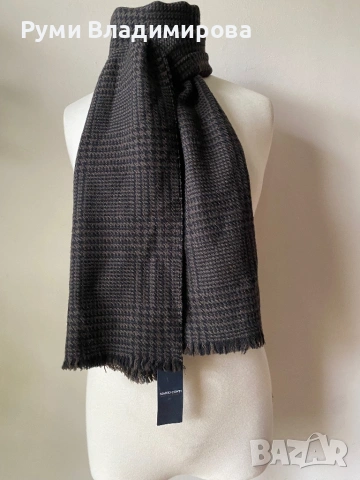 Мъжки, кариран шал Mario Conti от 100 % вълна, с етикет, снимка 3 - Шалове - 53931302