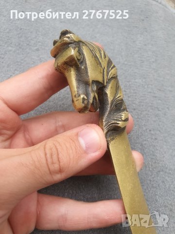 Стар Месингов Нож за писма глава на кон острие, снимка 3 - Други ценни предмети - 42203771