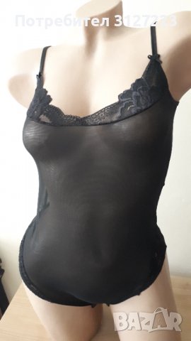 Боди тюл с дантела - бикина - черно и пепел от рози, снимка 4 - Бельо - 37699384