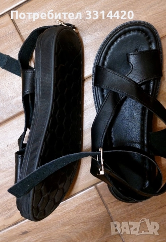 сандали на ниска платформа черни 39, снимка 3 - Сандали - 52283562
