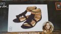 Дамски сандали естествена кожа черно и златно ESMARA, снимка 2
