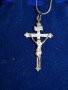 Продавам, Старинен сребърен кръст с Исус - разпятие Христово с 2 сребърни синджира, снимка 10