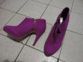 Велурени обувки на ток H&M, снимка 1 - Дамски обувки на ток - 31238568