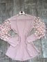 Разкошна памучна памук  бежова розова пепел от рози блуза 3D 3Д цветя , снимка 8