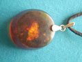 Стара кехлибар висулка медальон сребро 875 кехлибар СССР, снимка 7