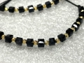 Гривни с фасетиран черен оникс и златисти топчета – ръчна изработка, снимка 4