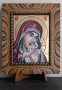 Дърворезбована рамка с иконопис Св.Богородица " Касперовска ", снимка 1