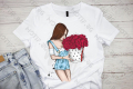 Дамска тениска с цветна щампа Motif МОДА / Жена с цветя / букет рози / любов / лято