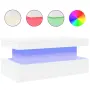 vidaXL Маса за кафе с LED осветление, бяла, 90x50x40 см, снимка 1