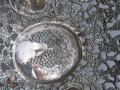 Стара метална чиния, фруктиера, съд с релеф и орнаменти,антика, снимка 6