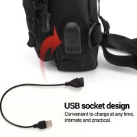 мъжка чанта тактическа за гърди+джоб за вода+USB зареждане военна, снимка 11 - Чанти - 42102008
