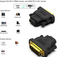 BENFEI DVI към HDMI двупосочен DVI(DVI-D) към HDMI мъжки към женски адаптер с позлатени конектори, снимка 3 - Кабели и адаптери - 40118248