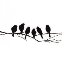 Черни птици птички на Клон самозалепващ стикер лепенка за стена мебел декор украса, снимка 2 - Други - 31794166