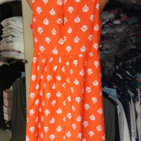 Супертъничка и лека рокличка тип камбанка в коралово-оранжев цвят, снимка 5 - Рокли - 36559858