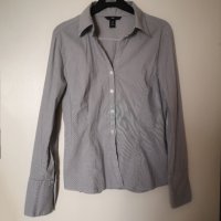 Нова сива H&M риза с бяло райе 38 S номер, снимка 1 - Ризи - 30140046