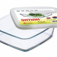 Квадратна тава с бял пластмасов капак 1.7 л. SIMAX , снимка 1 - Прибори за хранене, готвене и сервиране - 32166483