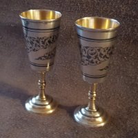 Сребърни сребро с позлата и ниело чифт руски кавказки чашки чаша, снимка 9 - Антикварни и старинни предмети - 39567489