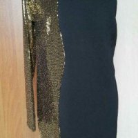 Официална дълга рокля - черно и златисто 🍀👗L,XL(44-46р-р)👗🍀, снимка 1 - Рокли - 35271577