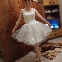 къса бална официална сватбена рокля в цвят и размер по заявка, снимка 9 - Сватбени рокли - 30563103