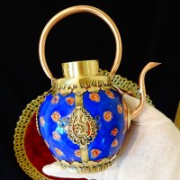 Тибетски чайник порцелан,мед и месинг. , снимка 11 - Антикварни и старинни предмети - 37512646