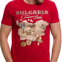 Нова мъжка червена тениска с трансферен печат България - Treasure Land (Земя на съкровищата), снимка 1 - Тениски - 29889652
