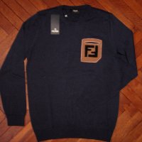 Fendi мъжки пуловер тъмно син размер ХL и М нов с етикет, снимка 1 - Пуловери - 35025187