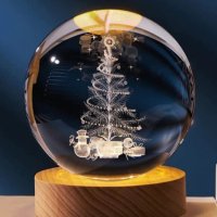 3D Кристална коледна топка, нощна лампа Подарък за Коледа, снимка 1 - Декорация за дома - 42625716
