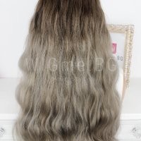 Дълга сивa омбре перука на вълни с бретон Ника, снимка 2 - Аксесоари за коса - 30987365
