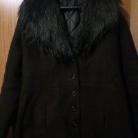 Черно късо палто за макси дами , снимка 1 - Палта, манта - 44717525