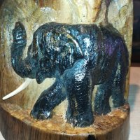 Слон издълбан в дънер от тиково дърво 0101211837, снимка 9 - Колекции - 31272039