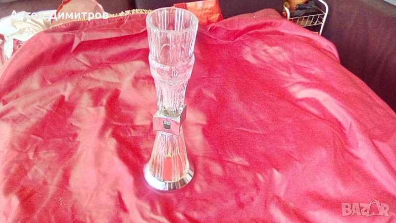 Полски Фиат Полмо страхотна метално стъклена ваза, снимка 1