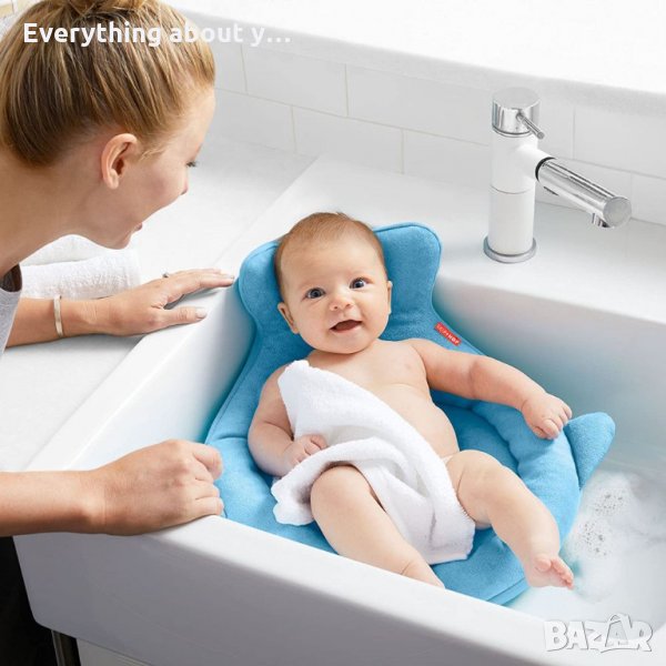 Подложка за къпане на бебе в розово и синьо, снимка 1