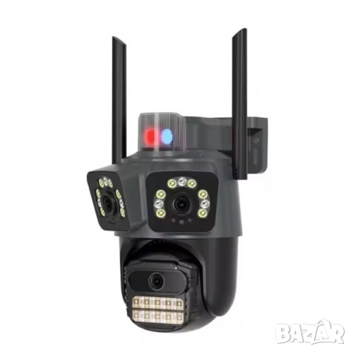 3008 ICSee Тройна външна WiFi камера с 28 диода 10MP и аларма Lylu, снимка 1