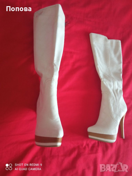 Ефектни бели ботуши 37 номер, снимка 1