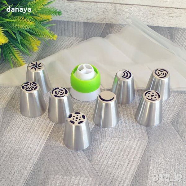 2667 Комплект големи накрайници за пош с адаптор и 3 торбички, снимка 1