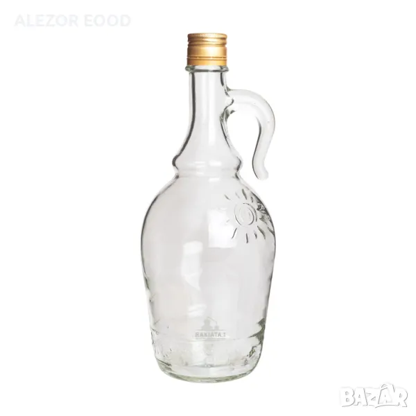 Стъклена бутилка - дамаджана 1л. с капачка и дръжка, B1000D, снимка 1