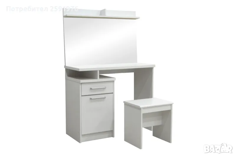Тоалетка с огледало Puzzle-home Olympus, ПДЧ, Бял, 90.5x39.5x75cm, снимка 1