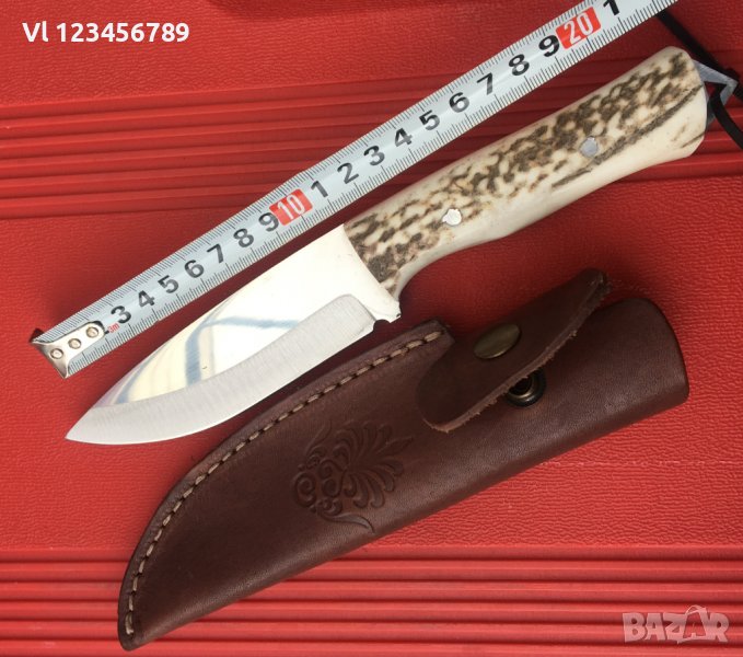 Класически,ръчно направен нож,чирени еленов рог 115х222 , снимка 1